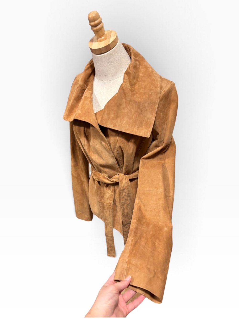 Diane Von Furstenberg Gina 100% Leather Lambskin Suede Tan Fall Jacket Large